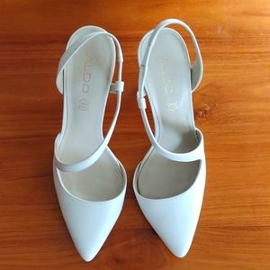 White leather heels